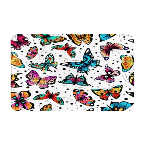 RAKFURF Teppich, maschinenwaschbar mit rutschfester Unterseite, Schmetterlinge sind niedlich und bunt bedruckt, Vintage-Heimdekoration, Bodendekoration, Teppichmatte für Wohnzimmer, Schlafzimmer RAKFURF Teppich, maschinenwaschbar mit rutschfester Unterseite, Schmetterlinge sind niedlich und bunt bedruckt, Vintage-Heimdekoration, Bodendekoration, Teppichmatte für Wohnzimmer, Schlafzimmer von RAKFURF
