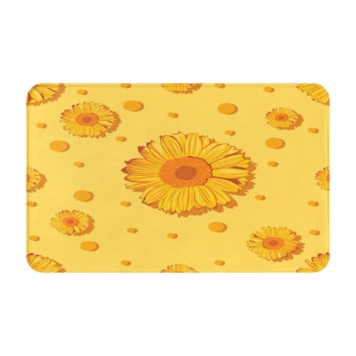 RAKFURF Teppich, maschinenwaschbar mit rutschfester Unterseite, Sonnenblumen-Blumen sind orange bedruckt, Vintage-Heimdekoration, Bodendekoration, Teppichmatte für Wohnzimmer, Schlafzimmer, Badezimmer RAKFURF Teppich, maschinenwaschbar mit rutschfester Unterseite, Sonnenblumen-Blumen sind orange bedruckt, Vintage-Heimdekoration, Bodendekoration, Teppichmatte für Wohnzimmer, Schlafzimmer, Badezimmer von RAKFURF