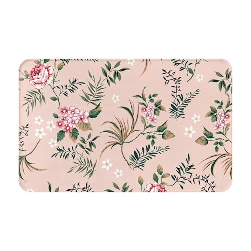 RAKFURF Teppich, maschinenwaschbar mit rutschfester Unterseite, Vintage-Stil, rosa Blumen, bedruckt, Vintage, Heimdekoration, Bodendekoration, Teppichmatte für Wohnzimmer, Schlafzimmer, Badezimmer RAKFURF Teppich, maschinenwaschbar mit rutschfester Unterseite, Vintage-Stil, rosa Blumen, bedruckt, Vintage, Heimdekoration, Bodendekoration, Teppichmatte für Wohnzimmer, Schlafzimmer, Badezimmer von RAKFURF