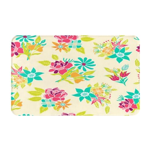 RAKFURF Teppich, maschinenwaschbar mit rutschfester Unterseite, gelbe Blumen, bedruckt, Vintage-Heimdekoration, Bodendekoration, Teppichmatte für Wohnzimmer, Schlafzimmer, Badezimmer, Küche, 80 x 49 RAKFURF Teppich, maschinenwaschbar mit rutschfester Unterseite, gelbe Blumen, bedruckt, Vintage-Heimdekoration, Bodendekoration, Teppichmatte für Wohnzimmer, Schlafzimmer, Badezimmer, Küche, 80 x 49 von RAKFURF