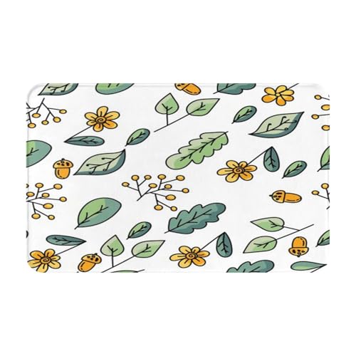 RAKFURF Teppich, maschinenwaschbar mit rutschfester Unterseite, gelbe Blumen, grüne Blätter, bedruckt, Vintage-Heimdekoration, Bodendekoration, Teppichmatte für Wohnzimmer, Schlafzimmer, Badezimmer RAKFURF Teppich, maschinenwaschbar mit rutschfester Unterseite, gelbe Blumen, grüne Blätter, bedruckt, Vintage-Heimdekoration, Bodendekoration, Teppichmatte für Wohnzimmer, Schlafzimmer, Badezimmer von RAKFURF