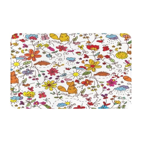 RAKFURF Teppich, maschinenwaschbar mit rutschfester Unterseite, schöner weißer Hintergrund, Blumen, bedruckt, Vintage, Heimdekoration, Bodendekoration, Teppichmatte für Wohnzimmer, Schlafzimmer RAKFURF Teppich, maschinenwaschbar mit rutschfester Unterseite, schöner weißer Hintergrund, Blumen, bedruckt, Vintage, Heimdekoration, Bodendekoration, Teppichmatte für Wohnzimmer, Schlafzimmer von RAKFURF