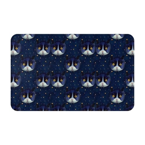 Teppich, maschinenwaschbar, mit rutschfester Unterseite, Sternenhimmel, Katzengesicht, Sommer, bedruckt, Vintage, Heimdekoration, Bodendekoration, Teppichmatte für Wohnzimmer, Schlafzimmer, Badezimmer Teppich, maschinenwaschbar, mit rutschfester Unterseite, Sternenhimmel, Katzengesicht, Sommer, bedruckt, Vintage, Heimdekoration, Bodendekoration, Teppichmatte für Wohnzimmer, Schlafzimmer, Badezimmer von RAKFURF
