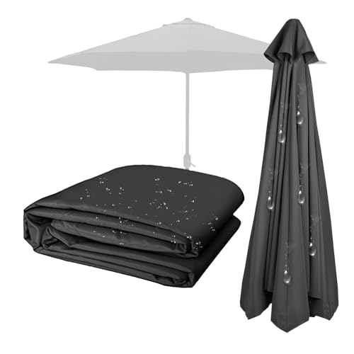 RAKKYO 6/8-armiger Regenschirm-Ersatz, Terrassen-Ersatz-Stoff-Garten-Sonnenschirm-Überdachung for 2/2,7/3 m Sonnenschirm (Color : Black, Size : 6ribs 10ft/3M) von RAKKYO