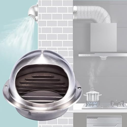 RAKKYO Lamellengitterabdeckung blockiert Gegenwind, Trocknerentlüftungs-Außenabdeckung, Entlüftungsauslasshaube aus Edelstahl 304, wetterfeste Gitter-Kippläden(160mm-6.3in) von RAKKYO
