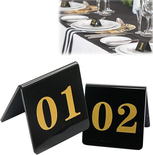 1–100 doppelseitig stapelbare Tischnummern, Restaurant-Tischnummern im Zeltstil 8 x 8 cm, Nummernschilder for Restaurants, Cafés, einfaches Sitzen, platzsparend(1-25) von RAKKYOFD