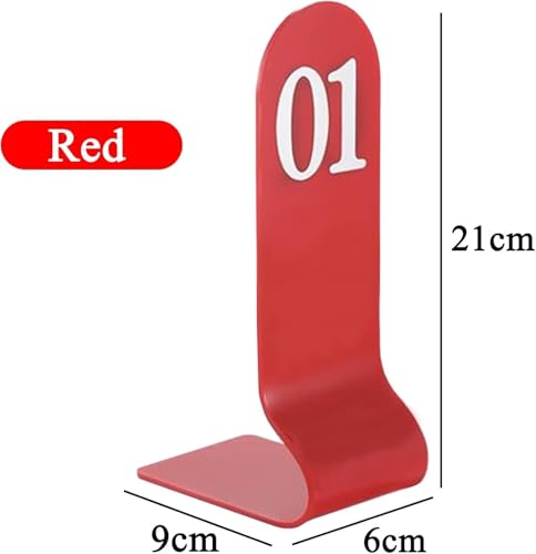 Acryl-Tischnummernkarten stapelbar, Metall-Nummernschilder schwarz/rot, 1-10/20 Tischschild for Bankette, Cafés, Hotels, verformt sich nicht leicht(Red,1-20) von RAKKYOFD