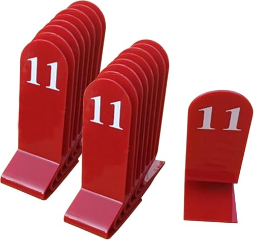 Acryl-Tischnummernschild, Restaurantkarten-Teller aufrecht, 1-10/20-Nummernkarten doppelseitig, for rustikale Empfänge, Bankette, Cafés, Hotels(Red,1-10) von RAKKYOFD
