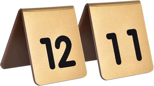 Metall-Nummernschilder 1-10/20, stapelbare Tischnummernkarten, Acryl-Tischplatte doppelseitig, for Bankette, Hotel, Hochzeiten, Tischnummernschild-Zyklus verwendet(Gold,1 to 10) von RAKKYOFD