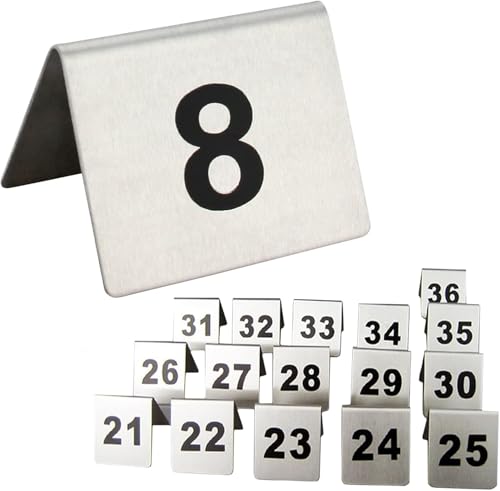 Metall-Tischkarte aus Edelstahl, Tischnummernschild doppelseitig, Tischkarten Nummer 1 bis 50/100, bequem zu reinigen, einfache Standortidentifizierung(1 to 100) von RAKKYOFD