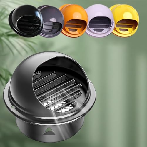 RAKKYOFD Lüftungsauslass, Entlüftungsöffnung aus Edelstahl 304,Wandentlüftungsauslass,Lamellengitterabdeckung for Blockieren des Gegenwinds,Externe Trocknerentlüftungsabdeckung(Black,200mm) von RAKKYOFD