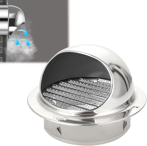 RAKKYOFD Lüftungsauslass mit rundem Gitter aus Edelstahl, Wandlüftungsabdeckung for Küche und Badezimmer, integriertes Fliegengitter for die Dachuntersicht for das Haus(5.5in/140mm) von RAKKYOFD