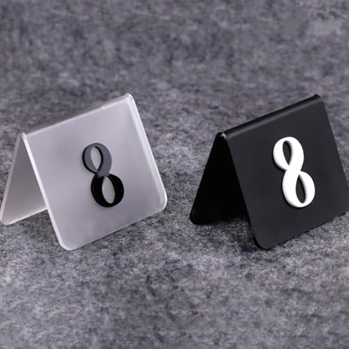 Stapelbare Tischnummern for Restaurants, Nummernkarten im Zeltstil 8,5 x 6,5 cm, einfaches Platznehmen, platzsparend, Acryl-Tischkarten 1–100, schwarz/klar mattierte Oberfläche(Clear,1-50) von RAKKYOFD