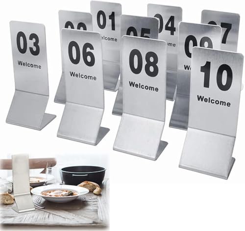Stapelbare Tischnummernkarten, Edelstahl-Tischschilder Doppelseitig, Digitale Restaurantkarte 1-50, Glatte Oberfläche, Bequem Zu Reinigen, for Restaurant-Tischplatten(1 to 100) von RAKKYOFD