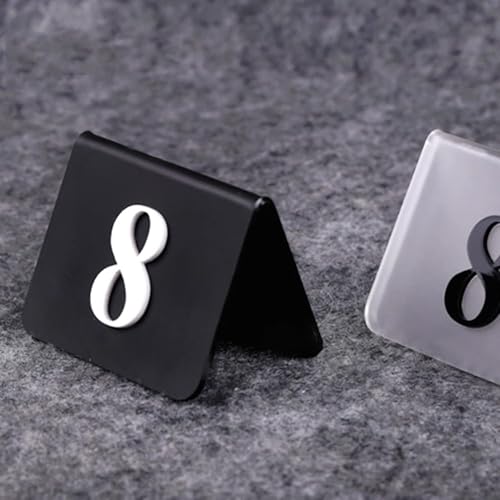 Stapelbares Tischnummernschild, Tischnummer im Zeltstil aus Acryl, schwarze/transparente Tischkarten 8,5 x 6,5 cm, mattierte Oberfläche, stereoskopisch digital, leicht zu reinigen(Clear,1-50) von RAKKYOFD