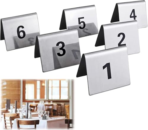 Tischkarten im Zelt-Stil, doppelseitig, 5 x 4 x 3,5 cm, Tischnummern 1-50/100, Edelstahl-Tischschilder for Bankette, Cafés, Hotels, dreieckige, stabile Platzierung(1 to 100) von RAKKYOFD