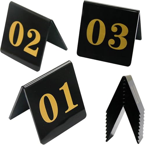 Tischnummern aus Acryl for Restaurants, Schilder und Teller for Aufstellen, Nummernkarten 8 x 8 cm, doppelseitige Zahlen, robust und langlebig, for Bankette, Cafés(1-50) von RAKKYOFD