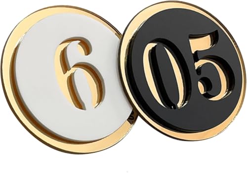 Tischnummern for Hochzeiten, Tischnummern for Restaurants aus Acryl, selbstklebende Hausnummern, digitales Etikett mit Acrylnummernschild, runde Tischnummer for Schlafsaal(5cm Black,61-80) von RAKKYOFD