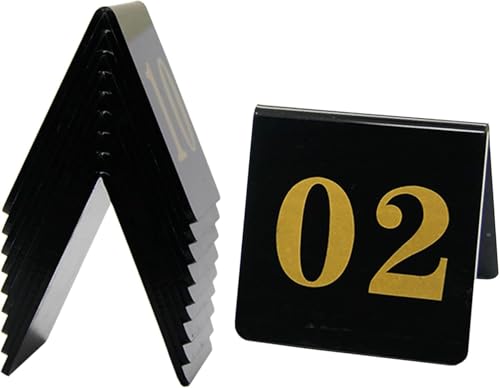 Tischnummernschild von 1 bis 10, Tischnummernständer im Zeltstil for Restaurants und Cafés, Tischkarten 8 x 8 cm, doppelseitige Zahlen, verformt sich nicht leicht(1-50) von RAKKYOFD