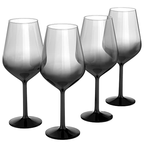 RAKLE Weingläser-Set, 470 ml, langer Stiel, Schwarzweingläser für Rot- und Weißwein, hochwertige bleifreie Glaswaren, Farbverlauf, ideal für Zuhause, Bar, luxuriöse Weingläser, 113 Stück von RAKLE