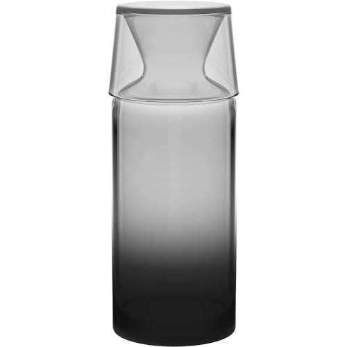 Rakle Nachttisch Wasserkaraffe - 25oz Wasserkaraffe mit Glas - Klar/Farbiger Wasserkrug für Nachttisch, Schlafzimmer, Badezimmer - Wasserkaraffe aus Glas für Mundspülen, Wasser, Limonade, Saft von RAKLE