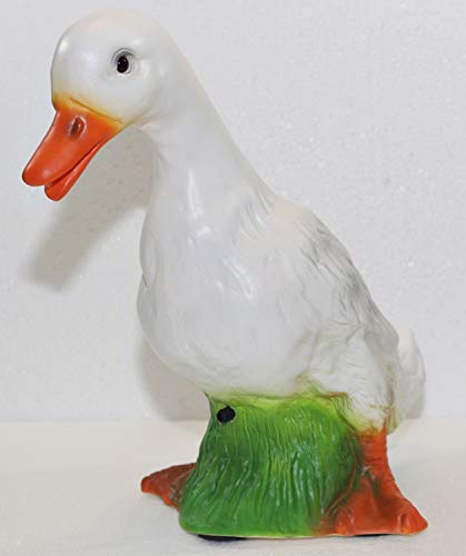 RAKSO Deko Figur Ente stehend weiß H 30 cm Entenfigur mit Scherz Bewegungsmelder Schnatter Dekofigur von RAKSO