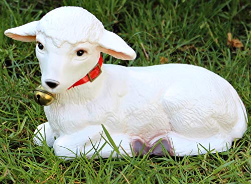 RAKSO Deko Garten Figur Dekofigur Gartenfigur Tierfigur weißes Lamm Lämmlein aus Kunststoff Höhe 16 cm von RAKSO