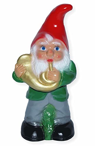 RAKSO Gartenzwerg Garten Zwerg Figur aus Kunststoff mit Posaune Höhe 33 cm Garten Deko Musiker Gartenfigur von RAKSO