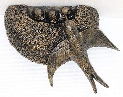 RAKSO Deko Figur Schwalbennest Gartenfigur H 17 cm Dekofigur Kupfer-Antik aus Kunststoff von RAKSO