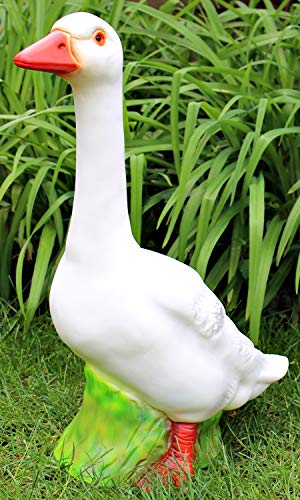 RAKSO Deko Garten Figur Dekofigur Gartenfigur Tierfigur große weiße Gans stehend aus Kunststoff Höhe 60 cm von RAKSO