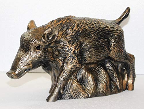 RAKSO Figur Frischling Wildschwein stehend Deko Dekofigur Kupfer-Antik aus Kunststoff H 24 cm von RAKSO