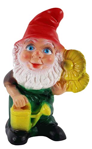 RAKSO Gartenzwerg Deko Garten Figur Zwerg Gärtner mit Blume und Gießkanne stehend aus Kunststoff Höhe 18,5 cm von RAKSO