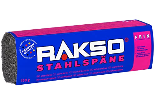 RAKSO Stahlspäne fein - 150g, 1 Banderole, schleift offenporiges Holz, entfernt sehr grobe Verschmutzungen, Dämm -, Filtermaterial von RAKSO