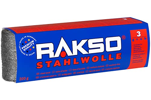 RAKSO Stahlwolle grob 3-200g, 1 Banderole, verstärkt natürliche Maserung v. Holz, säubert Glas, aufrauen von altem Lack, Farbe von RAKSO
