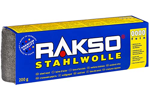 RAKSO Stahlwolle extrafein 0000-200g, 1 Banderole, poliert gewachstes Holz, Kupfer, Messing, mattiert Oberflächen, säubert Glas von RAKSO