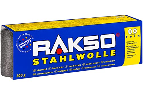 RAKSO Stahlwolle fein 00 | 200g, 1 Banderole, glättet Hölzer, Reinigung Kunststoffjalousien, Gartenmöbel, aufpolieren Aluminium von RAKSO