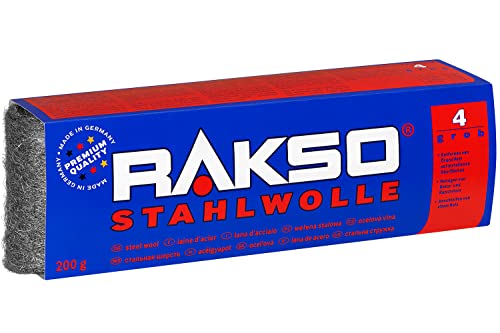 RAKSO Stahlwolle grob 4-200g, 1 Banderole, entfernt Öl, Fett auf Metall, reinigt Natur, Kunststein, anschleifen von altem Holz von RAKSO