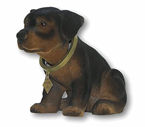 RAKSO Wackel Figur Hund Rottweiler Wackelfigur H 17 cm braun groß Dekofigur mit Wackelkopf von RAKSO