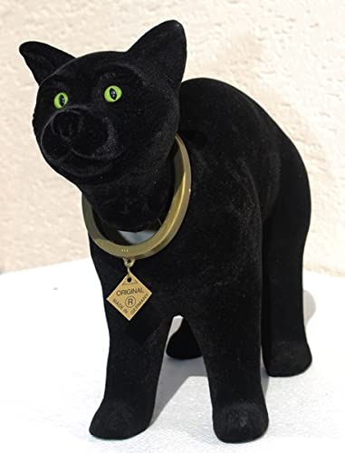 RAKSO Wackel Figur Katze schwarz groß Wackelfigur H 23 cm stehend Dekofigur mit Wackelkopf Gartendeko Gartenskulptur von RAKSO