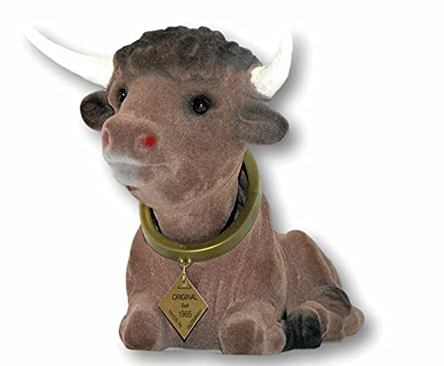 RAKSO Wackel Figur Stier groß Wackelfigur H 17 cm liegend Dekofigur mit Wackelkopf von RAKSO