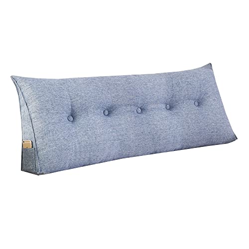 RAKTOV Einfaches Dreieck-Lesekissen, Nackenrolle, großes Rückenkissen für Bett, Sofa, Tatami, Tagesbettkissen, Keil-Kopfteilkissen mit abnehmbarem Bezug, 100 x 50 x 20 cm, Blau von RAKTOV