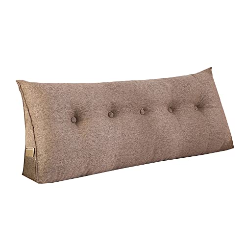 RAKTOV Einfaches Dreieck-Lesekissen, Nackenrolle, großes Rückenkissen für Bett, Sofa, Tatami, Tagesbettkissen, Keil-Kopfteilkissen mit abnehmbarem Bezug, 80 x 50 x 20 cm, Braun von RAKTOV