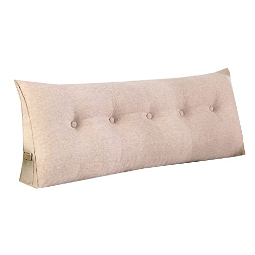 RAKTOV Einfaches dreieckiges Lesekissen, großes Rückenkissen für Bett, Sofa, Tatami, Tagesbett, Keilkissen, Kopfteil, Kissen mit abnehmbarem Bezug, 100 x 50 x 20 cm, Khaki von RAKTOV