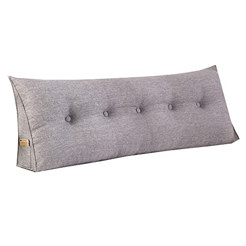 RAKTOV Einfaches dreieckiges Lesekissen, großes Rückenkissen für Bett, Sofa, Tatami, Tagesbett, Keilkissen, Kopfteil, Kissen mit abnehmbarem Bezug, 80 x 50 x 20 cm, Hellgrau von RAKTOV