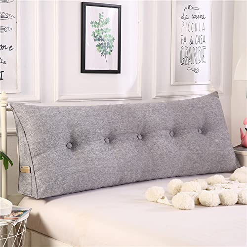 RAKTOV Großes Kopfteil-Kissen, Bett, Lesekissen, dreieckiges Rückenkissen, dreieckiges Nachttischkissen, Kopfteil, Nackenrolle, Lendenkissen für Tagesbett, Sofa, 100 x 50 x 20 cm, Hellgrau von RAKTOV