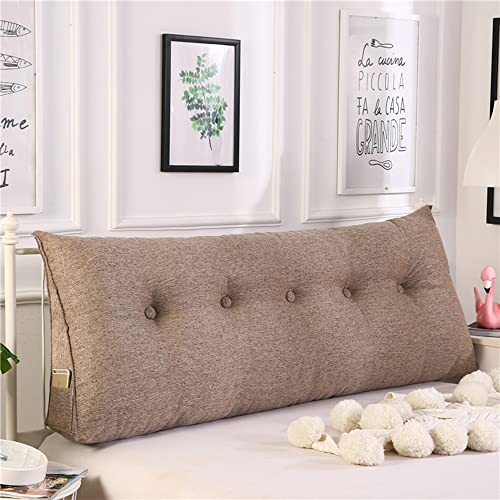 RAKTOV Großes Kopfteil-Kissen, Bett, Lesekissen, dreieckiges Rückenkissen, dreieckiges Nachttischkissen, Kopfteil, Nackenrolle, Lendenkissen für Tagesbett, Sofa, 150 x 50 x 20 cm, Braun von RAKTOV