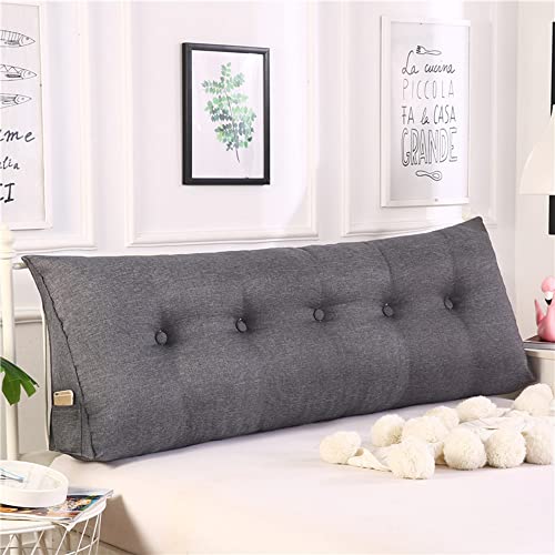 RAKTOV Großes Kopfteil-Kissen, Bett, Lesekissen, dreieckiges Rückenkissen, dreieckiges Nachttischkissen, Kopfteil, Nackenrolle, Lendenkissen für Tagesbett, Sofa, 150 x 50 x 20 cm, Dunkelgrau von RAKTOV