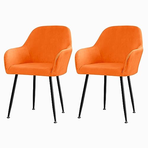 RAKTOV Stuhlhussen mit gebogener Rückenlehne, dehnbar, für Esszimmerstühle, für Küche, Büro, abnehmbare Sessel, Orange, 2 Stück von RAKTOV