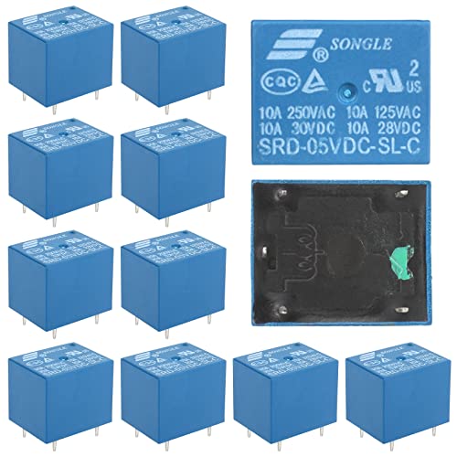 RAKUTE 12 Pcs SRD-05VDC-SL-C-Relais 5-poliges Leistungsrelais T73 5V DC Relais, 5 Pin Leistungsrelais für Haushaltsgeräteplatinen von RAKUTE