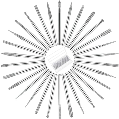 30 Pcs Diamant Schleifstift 3mm, 150 Grit Bohrer Schleifstift, Diamantfräser-Set Hartmetall Schleifstift, Diamantfräser Schleifen für Glas Edelstein Zum Schleifen Polieren Gravieren von RAKUTE